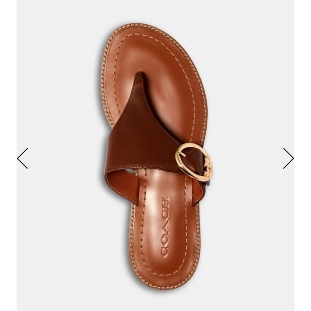 COACH Leslie Lesli Saddle Leather Buckle Thong